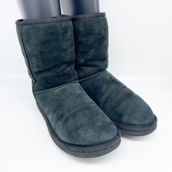 UGG Women's Classic Short Boot Black Suede Size 8 - Picture 1 of 13